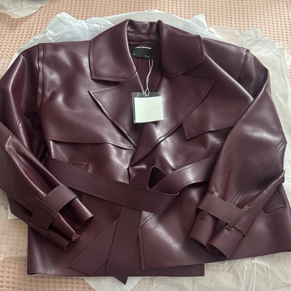 naked wardrobe Jackets & Blazers - Naked Wardrobe Burgundy Leather Jacket